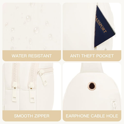 Viverte Quilted Puffer Crossbody Bags for Women Small Puffy Sling Bag Lightweight Cross Body Bubble Purse Shoulder Bag for Travel (Cream White)