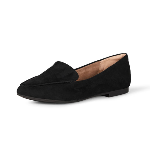 Amazon Essentials Women's Loafer Flat, Black Microsuede, 7