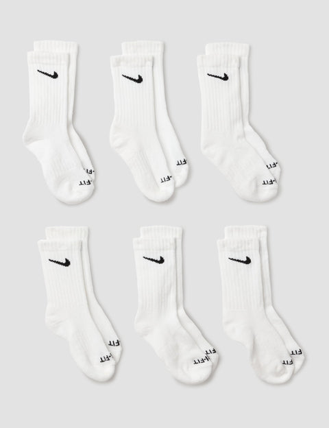 Nike Dri-Fit Performance Basic Crew (Toddler/Little Kid) White 5-7 (10 Toddler-3 Little Kid)