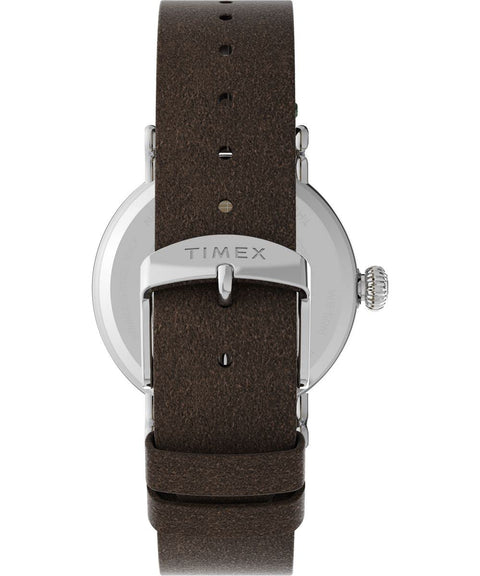 Timex Men's Standard 40mm Watch - Brown Strap Green Dial Silver-Tone Case Timex
