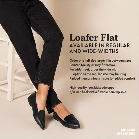 Amazon Essentials Women's Loafer Flat, Black Microsuede, 7