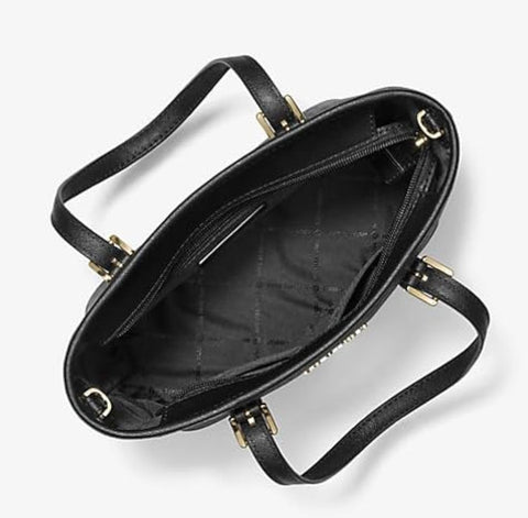 Michael Kors XS Carry All Jet Set Travel Womens Tote (BLACK SIG/GOLD) Michael Kors