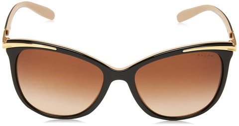 Ralph by Ralph Lauren Women's RA5203 Cat Eye Sunglasses, Shiny Black On Nude & Gold/Gradient Brown, 54 mm Ralph by Ralph Lauren