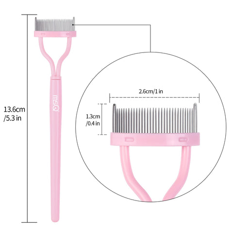 Eyelash Comb Separator MSQ Eyelash Mascara Brush and Comb Lash Separator With Comb Cover Arc Designed Cosmetic Brushes Tool Pink (1PCS) MSQ
