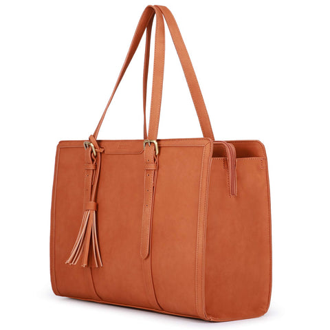 ECOSUSI Laptop Bag For Women 15.6 Inch Work Tote Bags PU Leather Computer Purse For Business Office With 3 Layer Compartments ECOSUSI