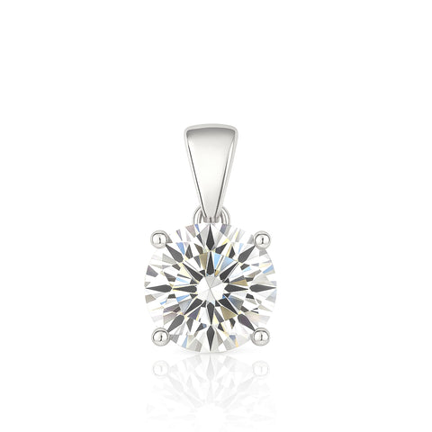 14K Solid White Gold Lab Grown Moissanite Round Cut Solitaire Pendant | Dangle Bail | 8.0mm | 2.0 CTW | Pendant Only | Fine Jewelry Luxury Gift | Birthday, Anniversary, Mother's Day