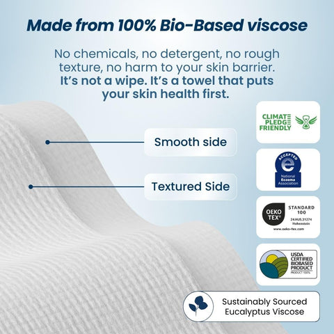 Clean Skin Club Clean Towels XL™, 100% USDA Biobased Face Towel, Disposable Face Towelette, Eczema Association Accepted, Makeup Remover Dry Wipes, Ultra Soft, 50 Ct, 1 Pack CLEAN SKIN CLUB
