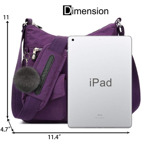 SUKRY Nylon Crossbody Bag for Women with Anti theft RFID Pocket, Waterproof Shoulder Bag Travel Purses and Handbag (Gorgeous purple) SUKRY