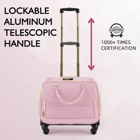 Arcoyard Rolling Laptop Bag, Briefcase for Women and Men with 4 Spinner Wheels and Handle, Roller Computer Bag for Work Travel Carry On, TSA Friendly Design, Pink Arcoyard