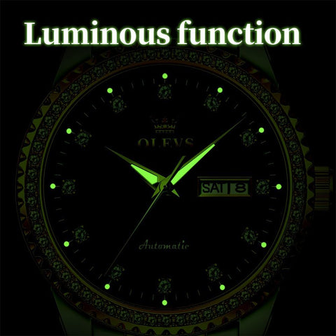 OLEVS Mens Automatic Watch Diamond Luxury Mechanical Self Winding Business Dress Wrist Watch Waterproof Luminous OLEVS