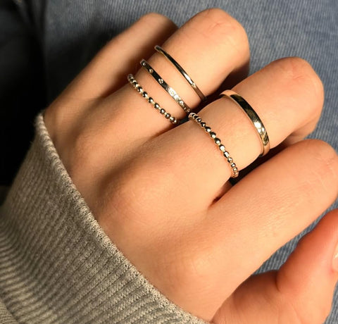 ALLYANNA 925 Sterling Silver Stackable Rings Set for Women and Teen Girls, 6 Dainty Non Tarnish Stacking Rings (7) Allyanna Gifts