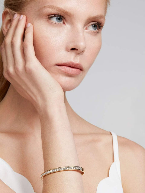 Ted Baker London Clemara Hinge Crystal Bangle Bracelet for Women (Gold Tone) Ted Baker
