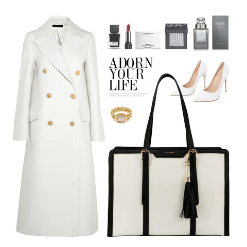 LOVEVOOK Canvas Laptop Bag for Women 15.6 inch Lightweight Laptop Tote Bag, Large Capacity Computer bag with Clutch Purse for Business, Work, Office, Travel, School,Casual LOVEVOOK