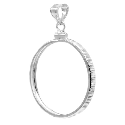 Sterling Silver Coin Bezel Frame Mount Pendant for $1 Peace Morgan Eisenhower Silver Dollar