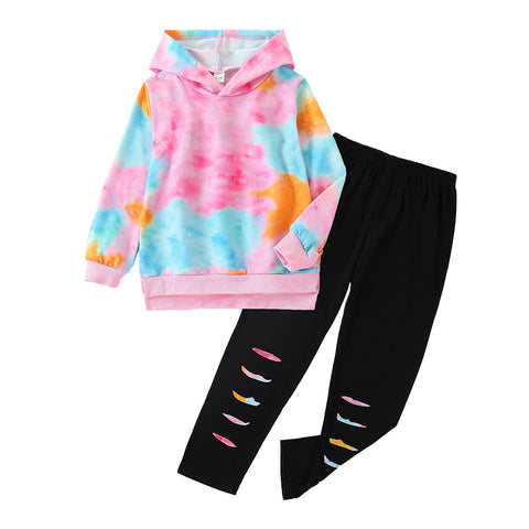 Malerotpc Kid Girls Clothes - Girls Outfits Tie Dye Tops and Leggings Pants 2 Piece Spring Clothes Set(6-7T)