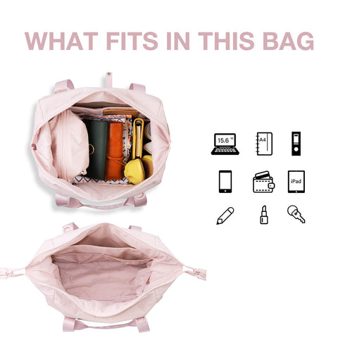 BAGSMART Gym Bag for Women, Carry on Weekender Overnight Bag, Travel Duffel Bags with Trolley Sleeve, Personal Item Travel Bag Tote Bag Workout Dance Bag, Pink-Medium BAGSMART