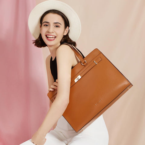 Missnine Laptop Bag for Women 15.6 inch PU Leather Work Tote Bag Large Computer Briefcase Business Office Handbag Missnine