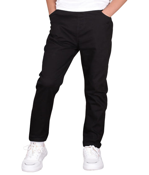 CAMLAKEE Boys' Stretch Pull on Chino Pants Kids School Uniform Yonth Twill Pants Black 13-14 Years