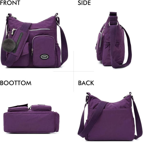 SUKRY Nylon Crossbody Bag for Women with Anti theft RFID Pocket, Waterproof Shoulder Bag Travel Purses and Handbag (Gorgeous purple) SUKRY