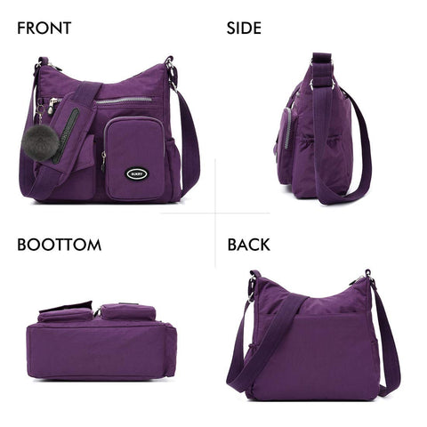 SUKRY Nylon Crossbody Bag for Women with Anti theft RFID Pocket, Waterproof Shoulder Bag Travel Purses and Handbag (Gorgeous purple) SUKRY