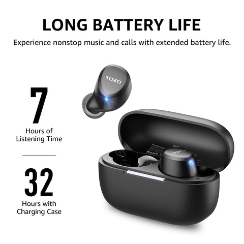 TOZO A1 Wireless Earbuds Bluetooth 5.3 Light Weight in Ear IPX5 Waterproof Headphones 2 Mic for AI Calls, Immersive Premium Sound Bass Headset with Charging Case, 32 Presets EQ Customization via App TOZO