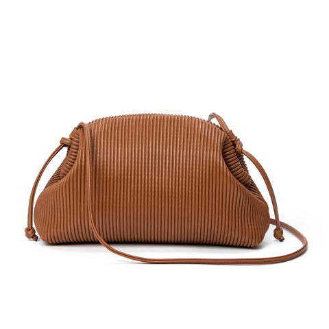 KingTo Clutch Purses for Women, Soft Cloud Bag Fashion Dumpling with Ruched Pouch Handbag for Crossbody Shoulder (brown) KingTo