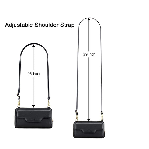 nuoku Small Crossbody Shoulder Bag for Women, Wristlet Phone Wallet with Credit Card Holder,Clutch Purse (Black) nuoku