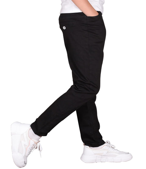CAMLAKEE Boys' Stretch Pull on Chino Pants Kids School Uniform Yonth Twill Pants Black 13-14 Years