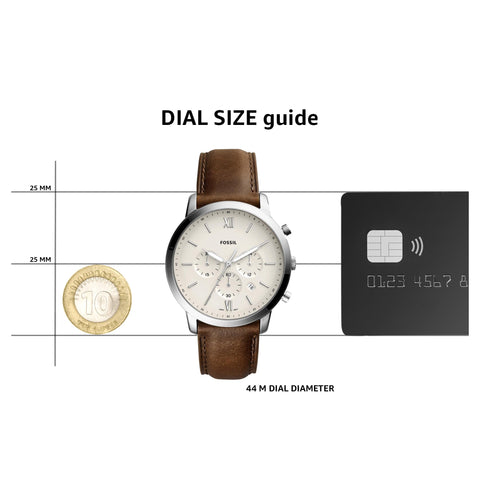 Fossil Men's Neutra Quartz Stainless Steel and Leather Chronograph Watch, Color: Silver, Brown (Model: FS5380) Fossil