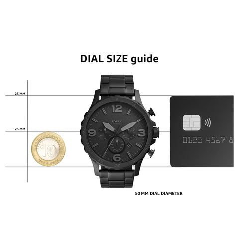 Fossil Men's Nate Quartz Stainless Steel Chronograph Watch, Color: Black (Model: JR1401) Fossil