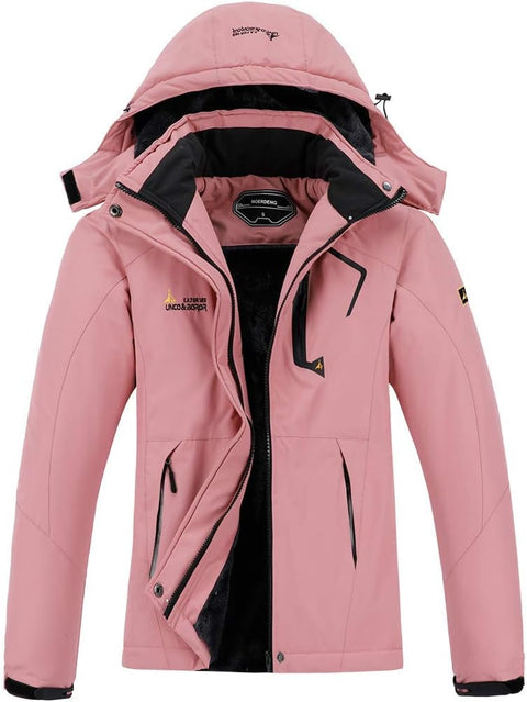MOERDENG Women's Waterproof Ski Jacket Warm Winter Snow Coat Mountain Windbreaker Hooded Raincoat Jacket MOERDENG