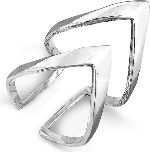 Boho-Magic Sterling Silver Chevron Ring for Women Statement Large Wide Band Full Finger (8) Boho-Magic