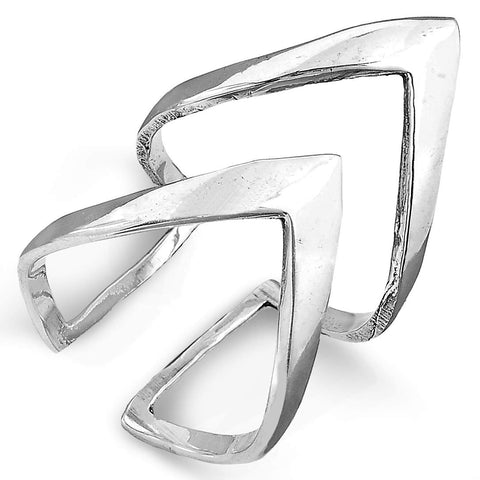 Boho-Magic Sterling Silver Chevron Ring for Women Statement Large Wide Band Full Finger (8) Boho-Magic