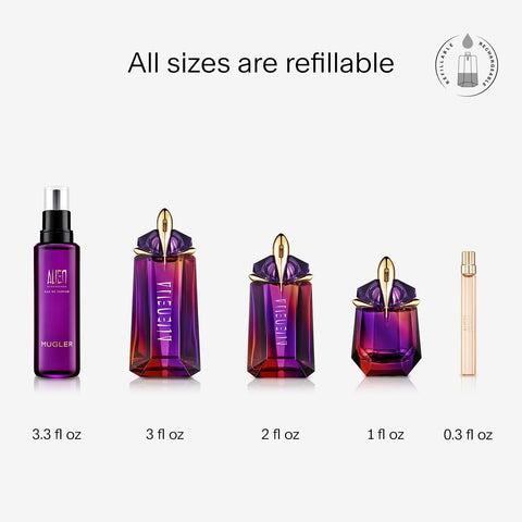 Mugler - Refill - Alien Hypersense - Eau de Parfum - Womens Perfume - Floral Woody Scent - Refillable - With Green Mandarin, Pear Accord, Jasmine, & Cashmere - 3.3 Fl Oz Mugler
