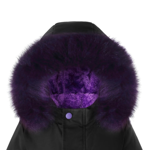 Girls Black Winter Coat Size 11-12 Fleece Hooded Puffer Jackets Kids Black Parka