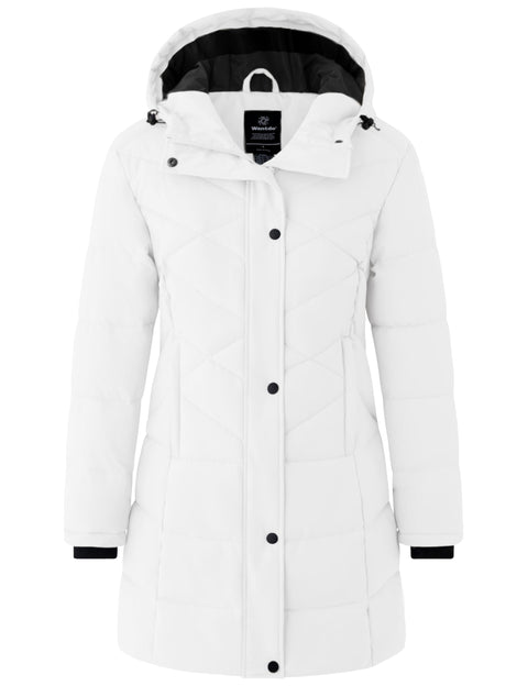 wantdo Women's Winter Jacket Waterproof Winter Coats Long Puffer Coats (Ivory X-Large) wantdo
