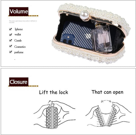 YYIHER Pearl Clutch White Clutch Purses for Women Evening Handbags Beaded Clutch Wedding Bridal Clutch Parites Prom YYIHER