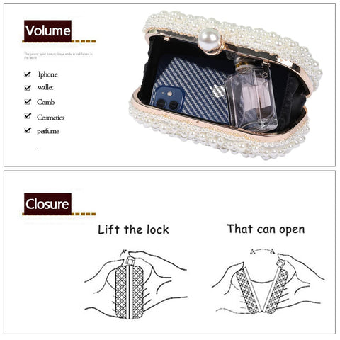 YYIHER Pearl Clutch White Clutch Purses for Women Evening Handbags Beaded Clutch Wedding Bridal Clutch Parites Prom YYIHER