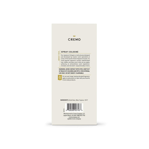 Cremo Cologne For Men - Spice & Black Vanilla Mens Cologne Spray, An Explosion of Vibrant Spices, Dark Woods and Black Vanilla, Multi-Layered Signature Men's Fragrances, 3.4 Fl Oz