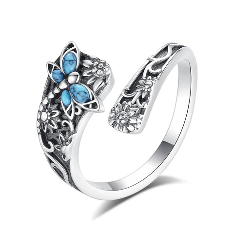 Midari Lotus Spoon Rings for Women 925 Sterling Silver Adjustable Open Lotus Flower Finger Ring Thumb Rings Just Breathe Ring with Lotus Jewelry for Women Yoga Lovers Birthday Christmas Gifts (with Fine Box) Midari