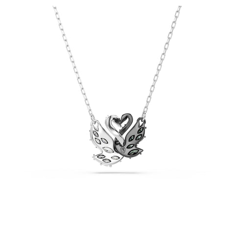 Swarovski Swan Pendant, Swan, Black, Rhodium Finish