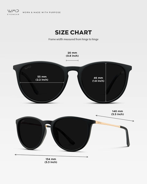 WearMe Pro Women's Round Sunglasses with Polarized UV Protection, Trendy Retro Designer Style (Gold Frame/Black Lens)