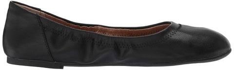 Amazon Essentials Women's Belice Slip On Ballet Flat, Black Faux Leather, 8