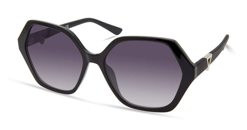 GUESS Women's Trendy Geometric Square Sunglasses, Shiny Black, 57mm GUESS