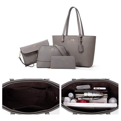 Women Fashion Handbags Wallet Tote Bag Shoulder Bag Top Handle Satchel Purse Set 4pcs YTL