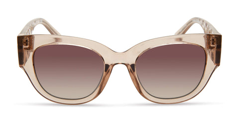 GUESS Women's Trendy Peony Pattern Accent Butterfly Sunglasses, Shiny Beige/Gradient Brown, 50mm GUESS