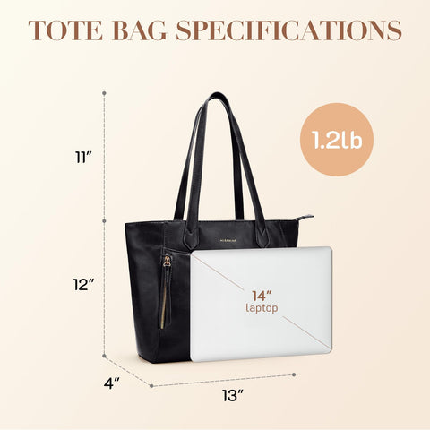 Missnine Tote Bag for Women with Zipper, Leather Purse and Handbags, Ladies Top-handle Shoulder Bags for Work, Casual, Travel, Black Missnine
