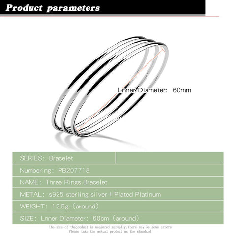 Dankadi Minimalist Women Bracelet 925 Sterling Silver 9 Ring Bangle Diameter 60-65 MM Original Design Bracelet DIY Jewelry Birthday Gift (60mm silver 9 loop) Dankadi