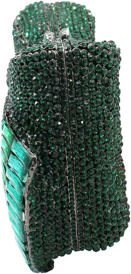 DJBM Luxury 3D Bowknot Rhinestone Purse Bow Crystal Clutch Sparkly Evening Bag for Women Wedding Banquet Party, Green DJBM
