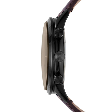 Fossil Men's Townsman Quartz Stainless Steel and Leather Chronograph Watch, Color: Black, Dark Brown (Model: FS5437) Fossil